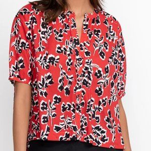 NWT Johnny Was Calme Shirred Neck Button Down Blouse
